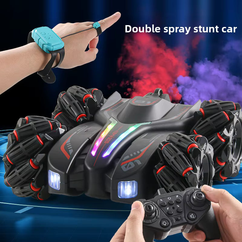 2.4GHz Double Sided Racing Remote Control Car 4WD Drive Stunt Car Spray Dual Remote Control description image 2