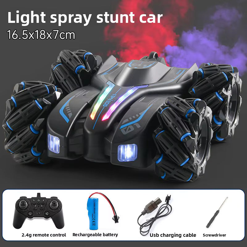 2.4GHz Double Sided Racing Remote Control Car 4WD Drive Stunt Car Spray Dual Remote Control description image 5