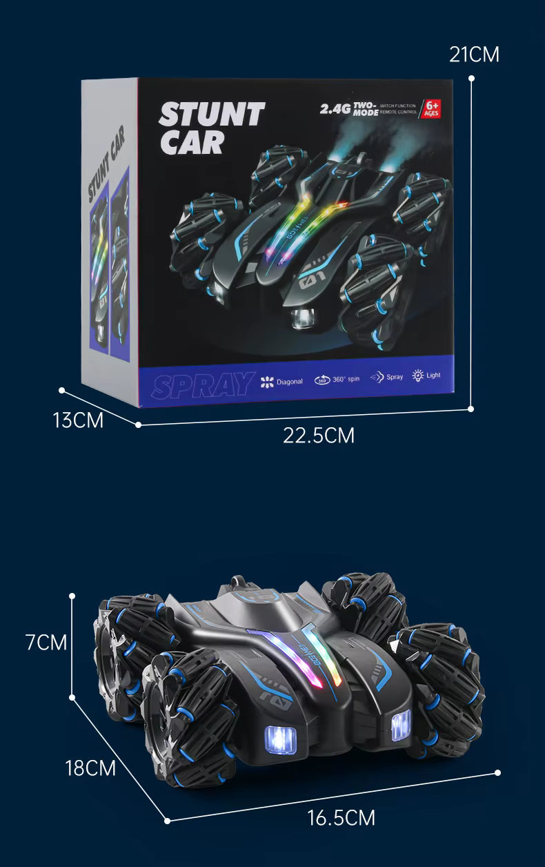 2.4GHz Double Sided Racing Remote Control Car 4WD Drive Stunt Car Spray Dual Remote Control description image 6