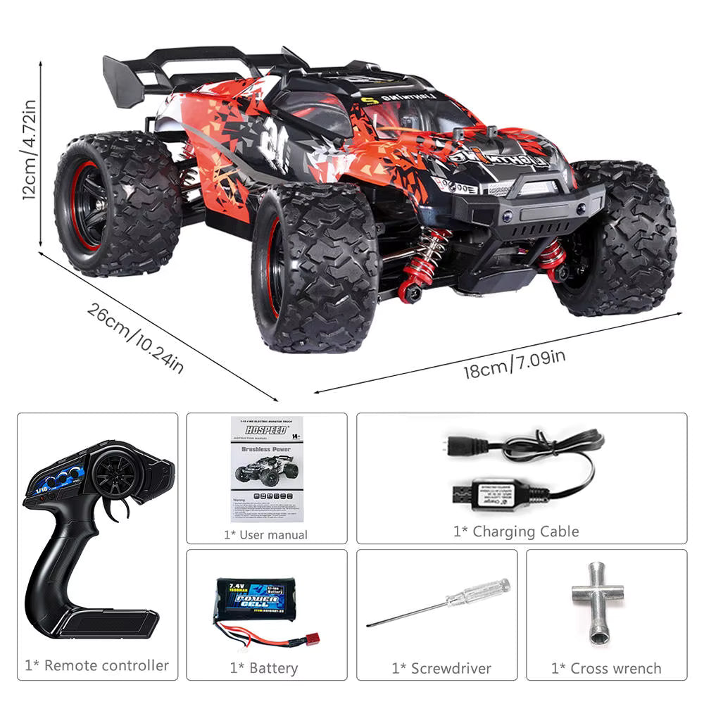 High Speed 52km/h RC Car 2.4GHz 1/18 Brushless 4X4 Off-Road description image 2