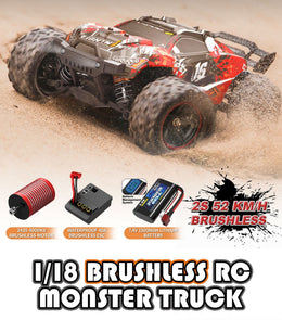 Hospeed 18421 - 1:18 Brushless RC Monster Truck - 4WD 2.4GHz 52km/h High-Speed Off-Road Racing Car with RTR Battery secondary