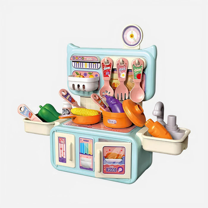 Mini Dream Kitchen Pretend Play Cooking Set with Cookware, Utensils, Vegetables, Sink & Storage Cabinet – Educational Role Play Toy for Kids 3+ Years