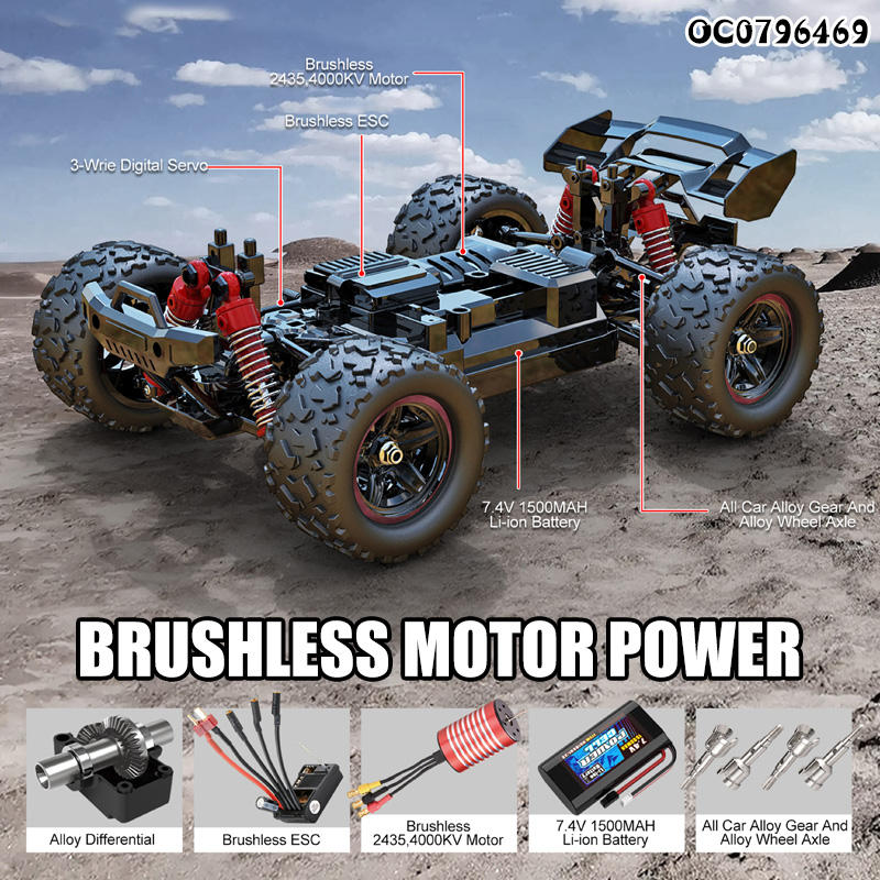 Hospeed HS18422 - 1:18 Brushless RC Monster Truck | 52km/h 4WD Off-Road Racer with Alloy Oil Shocks & Full Proportional Control