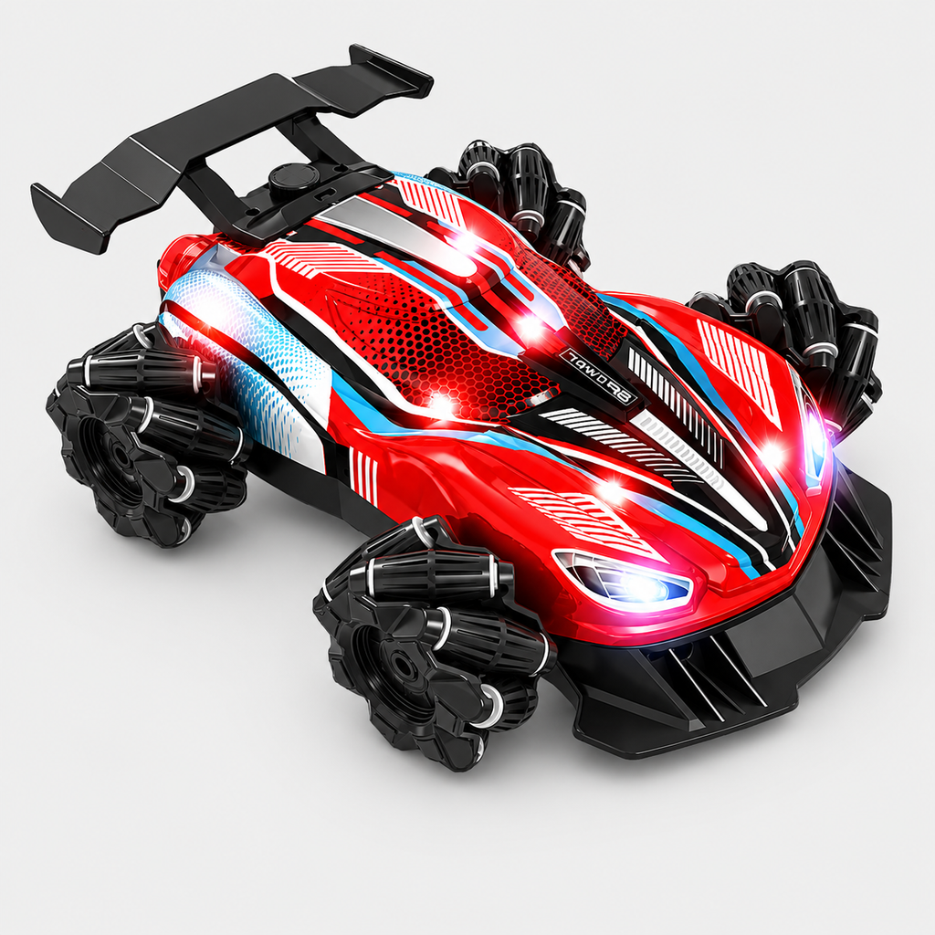 2.4GHz 4WD Omnidirectional Mecanum Wheel RC Stunt Car with 360° Drift, LED Lights & High-Speed Remote Control