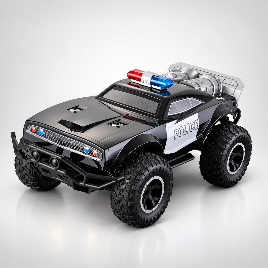 1:8 Scale 2.4GHz RC Rock Crawler Police Off-Road Car, 48cm Remote Control Vehicle with LED Lights, Rechargeable Battery, USB Charging, Rubber Tires, Forward/Reverse & Left/Right Steering