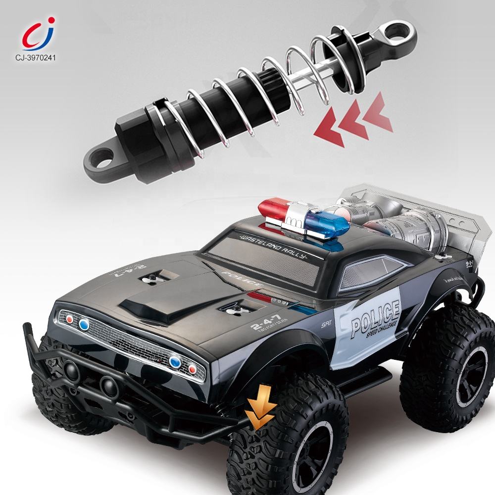 1:8 Scale - 2.4GHz Large RC Off Road Rock Crawler Police Monster Truck with LED Lights Remote Control Toy for Kids