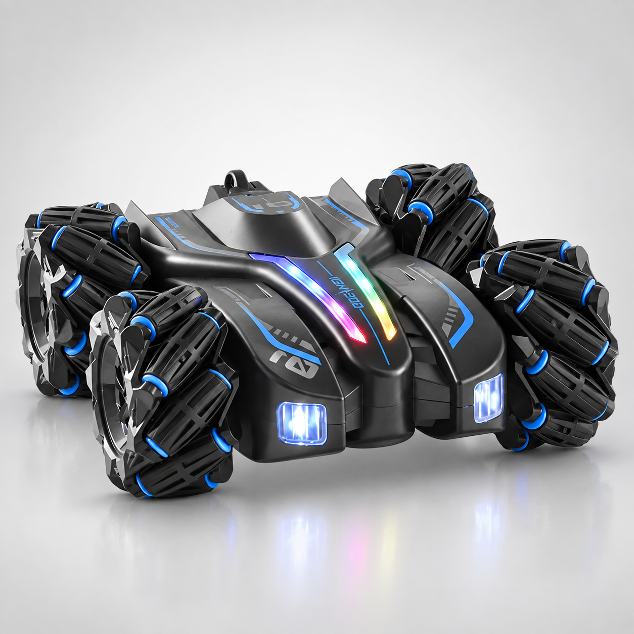 2.4GHz RC Stunt Car 360° Rotating 4WD Drift Vehicle, Single Remote Control Multi-Wheel Off-Road Car with LED Lights, Music, Sideways Driving, Rechargeable 3.7V 500mAh Battery & USB Charging