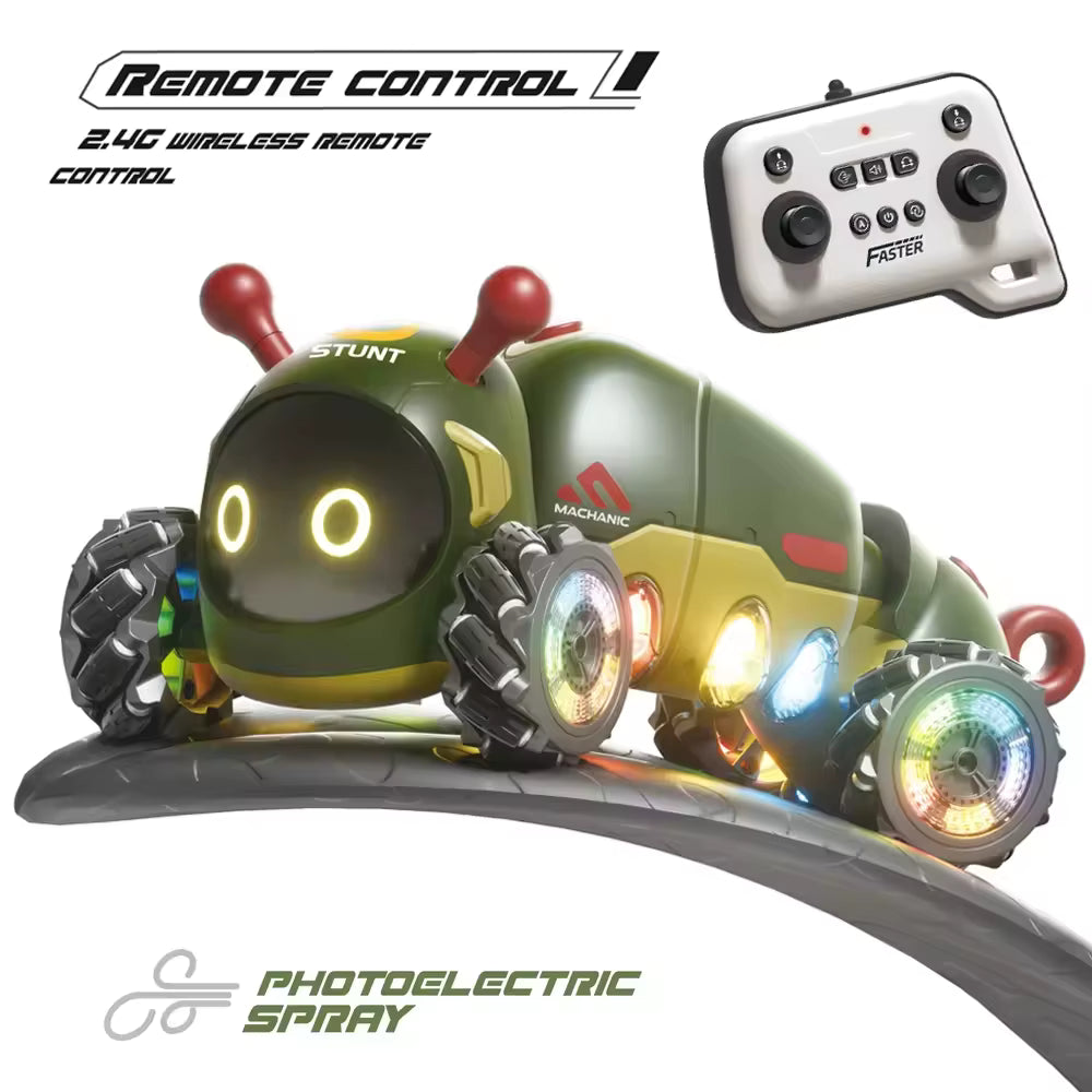 2.4G Stunt Insect 4WD with Spray Simulation Caterpillar Intelligent Double Remote Control Car description image 1