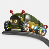 2.4GHz 4WD RC Stunt Caterpillar Insect Car with Spray Mist LED Lights All Terrain Climbing Remote Control Toy Car for Kids