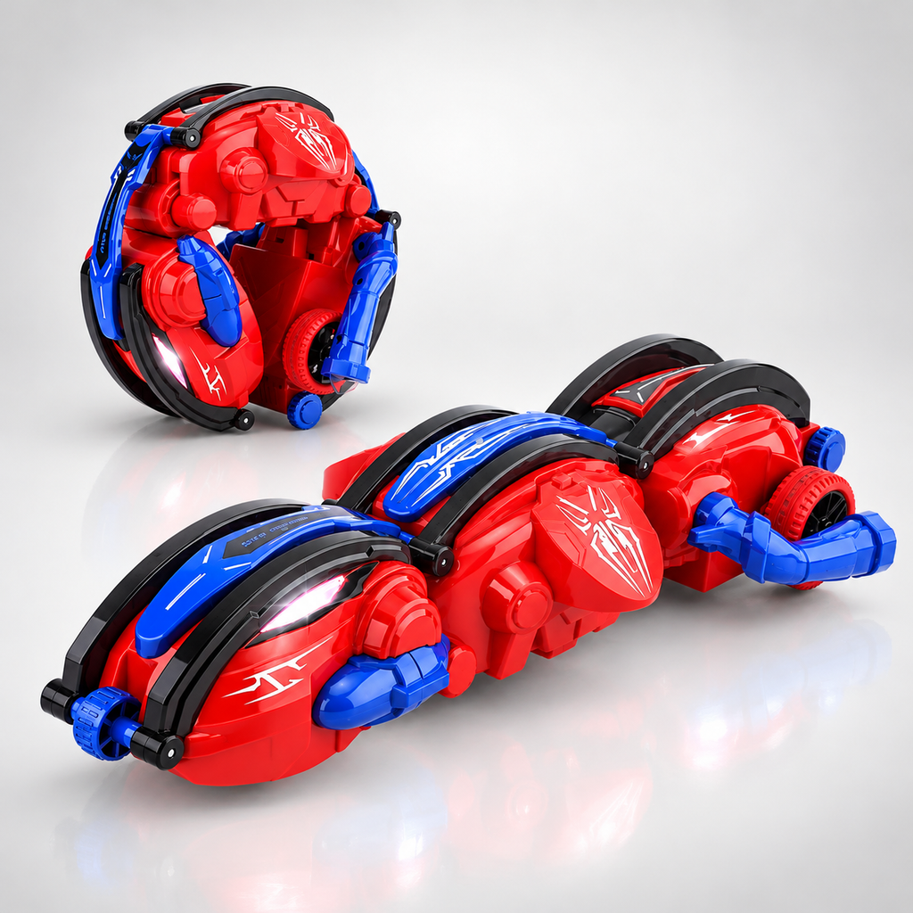 Deformation Caterpillar 1:12 2.4GHz RC Stunt Rolling Car, 360° Tumbling & Lateral Drift Deformation Vehicle with LED Lights, One-Click Transformation, 35m Control Range, Forward/Reverse, Cornering & Bowling