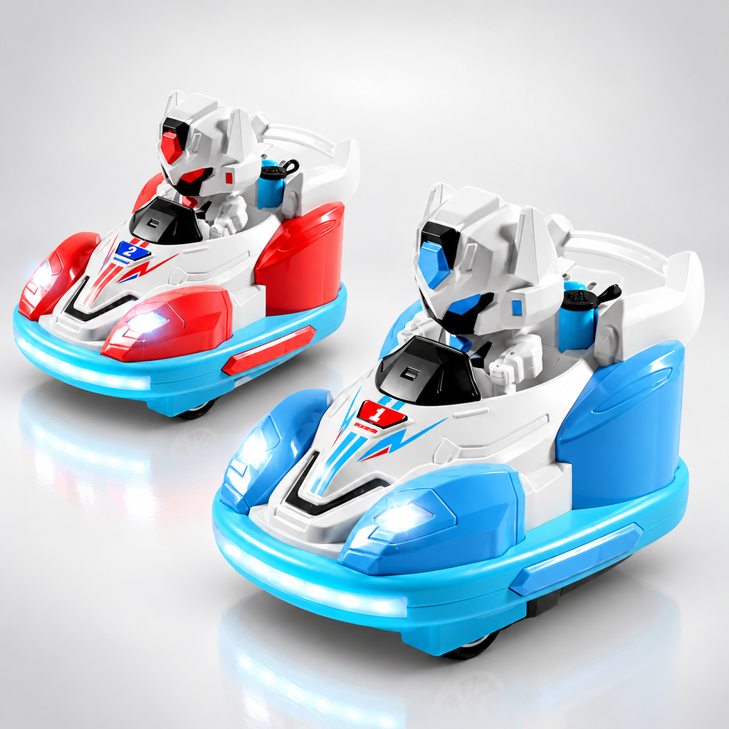 Remote Control Robot Bumper Battle Car Set with Lights Interactive 2 Player Multiplayer Toy for Kids