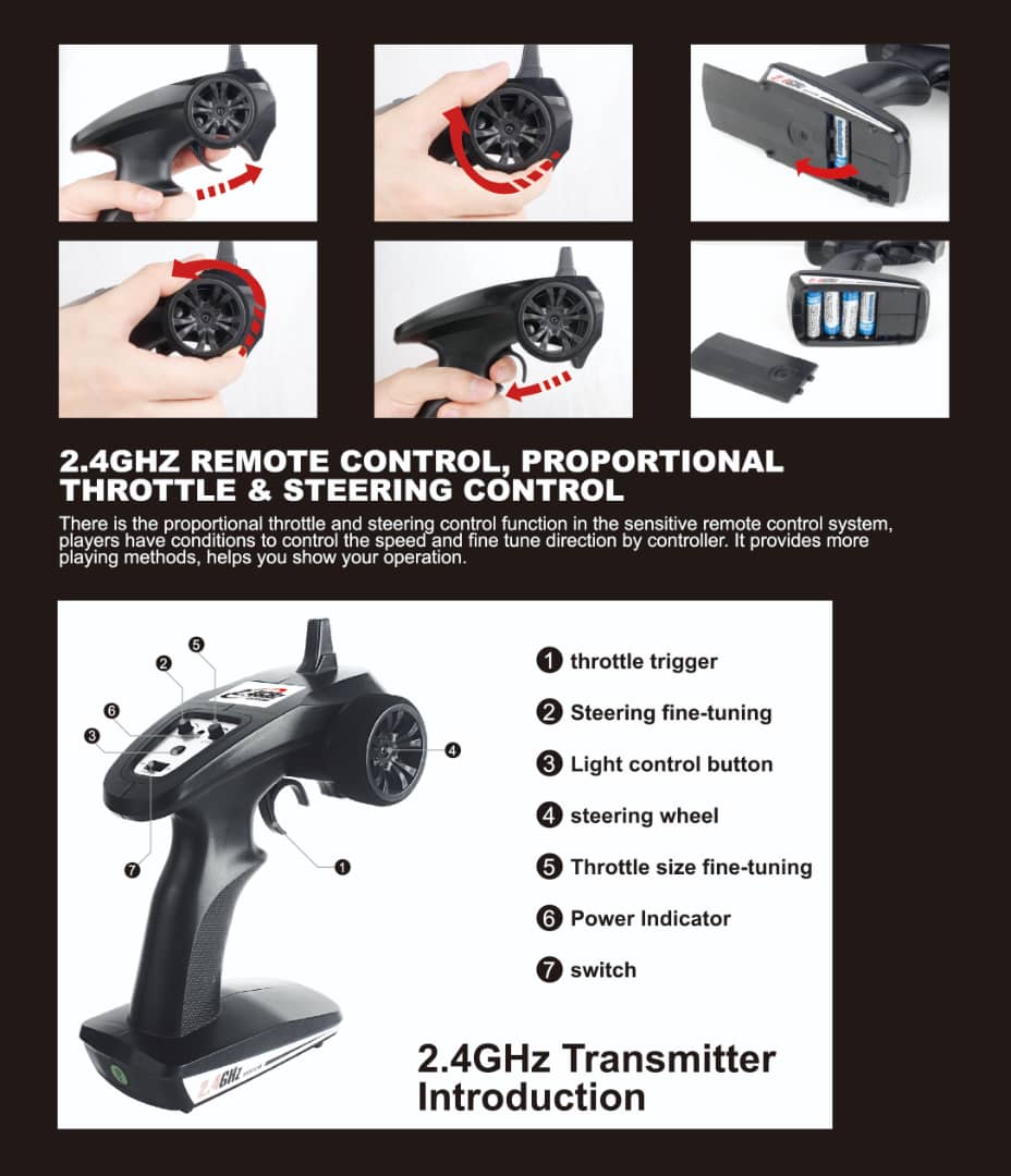 Haojun 8839E - 1:14 RC Drift Racing Car - 4WD 2.4GHz High-Speed Remote Control Car with LED Lights, RTR Battery & Precision Control