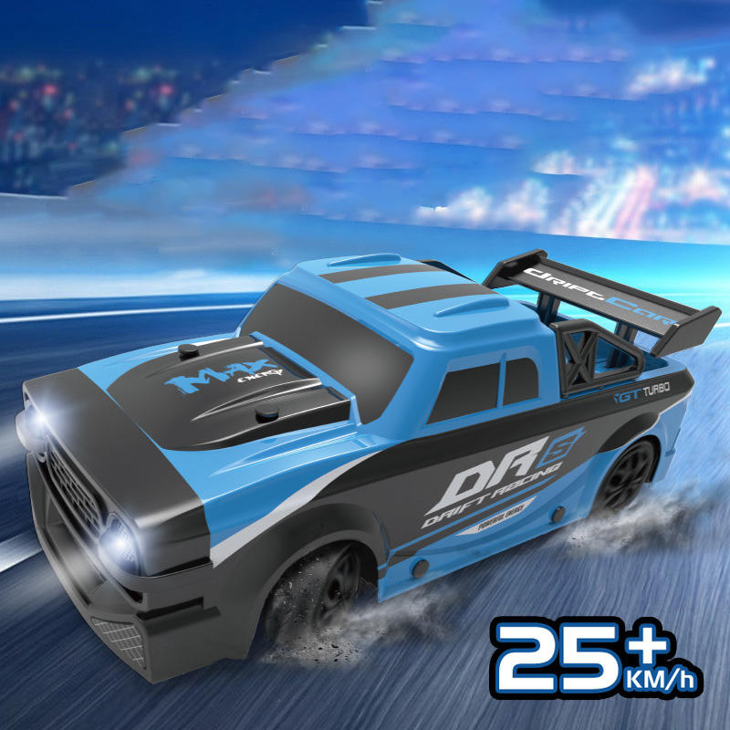 1:18 High Speed RC Drift Racing Pickup Car Remote Control Toy with LED Headlights 4 Spare Tires for Kids