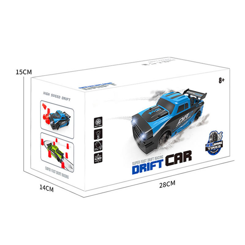 1:18 High Speed RC Drift Racing Pickup Car Remote Control Toy with LED Headlights 4 Spare Tires for Kids