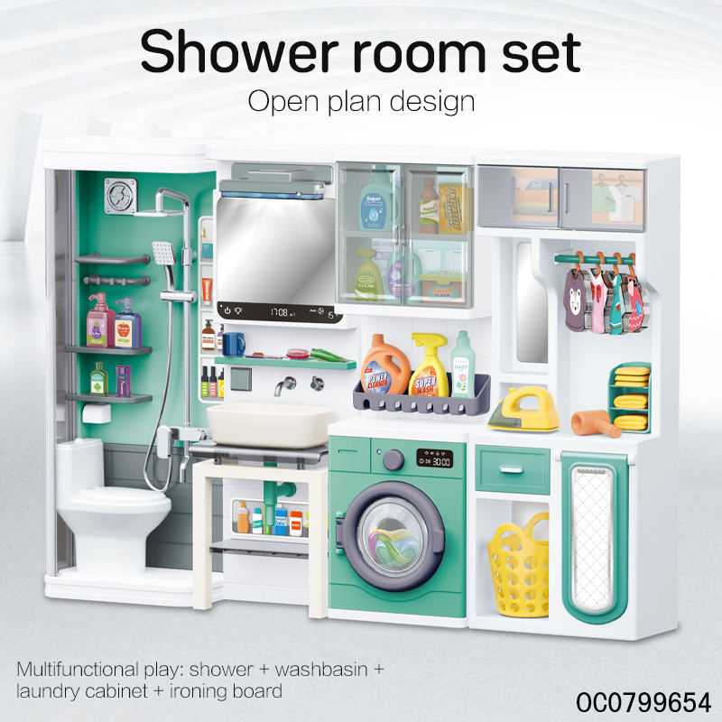 Realistic Bathroom & Laundry Room Play Set for Kids | Multi-Functional Miniature Home Set with Washing Machine, Shower, Toilet & Storage Accessories for Pretend Play (Age 3+)