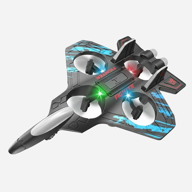 RC Fighter Jet Toy with LED Lights, 2.4GHz Remote Control, 360° Stunt Flying Quadcopter, Indoor & Outdoor RC Aircraft Toy for Kids & Beginners (Ages 6+)