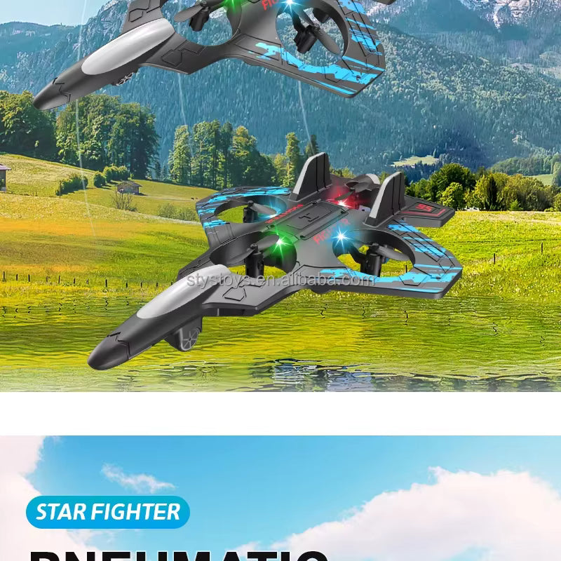 RC Fighter Jet Toy 2.4GHz Remote Jet with LED Lights, Stunt Flying, Durable Foam Gift Kids description image 4