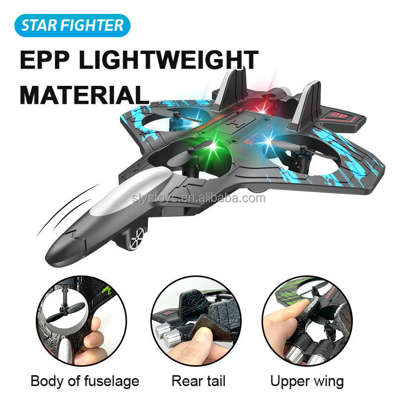 2.4GHz RC Fighter Jet Toy with LED Lights, Stunt Flying Action & Durable Foam Body | Remote Control Airplane Gift for Kids