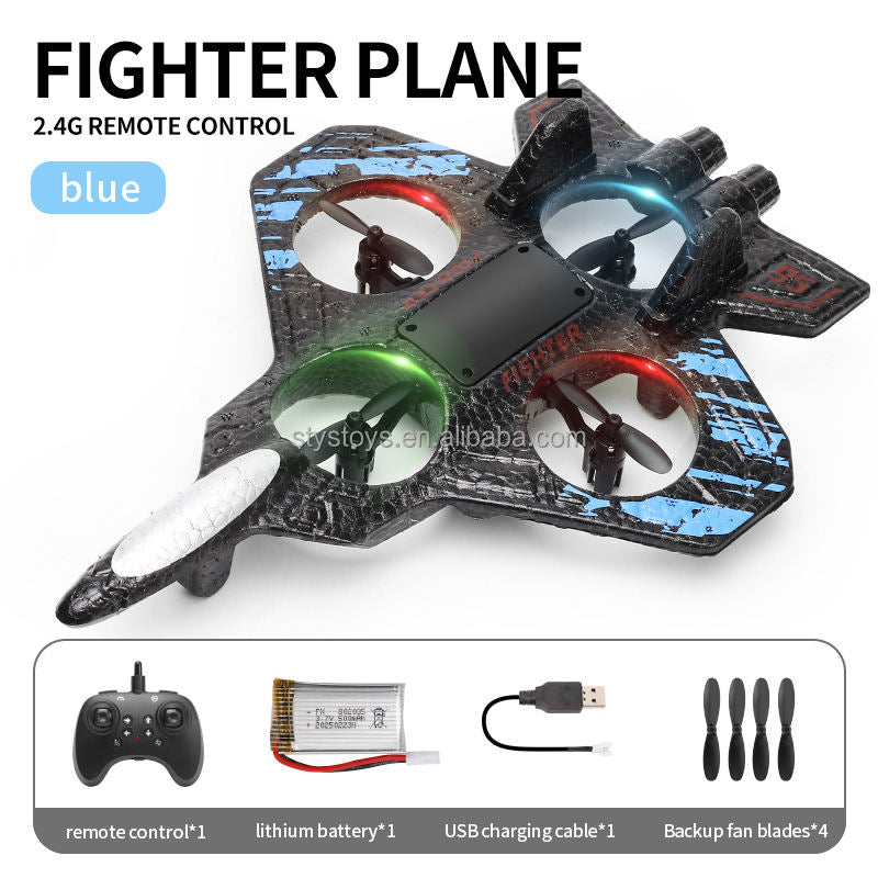 2.4GHz RC Fighter Jet Toy with LED Lights, Stunt Flying Action & Durable Foam Body | Remote Control Airplane Gift for Kids