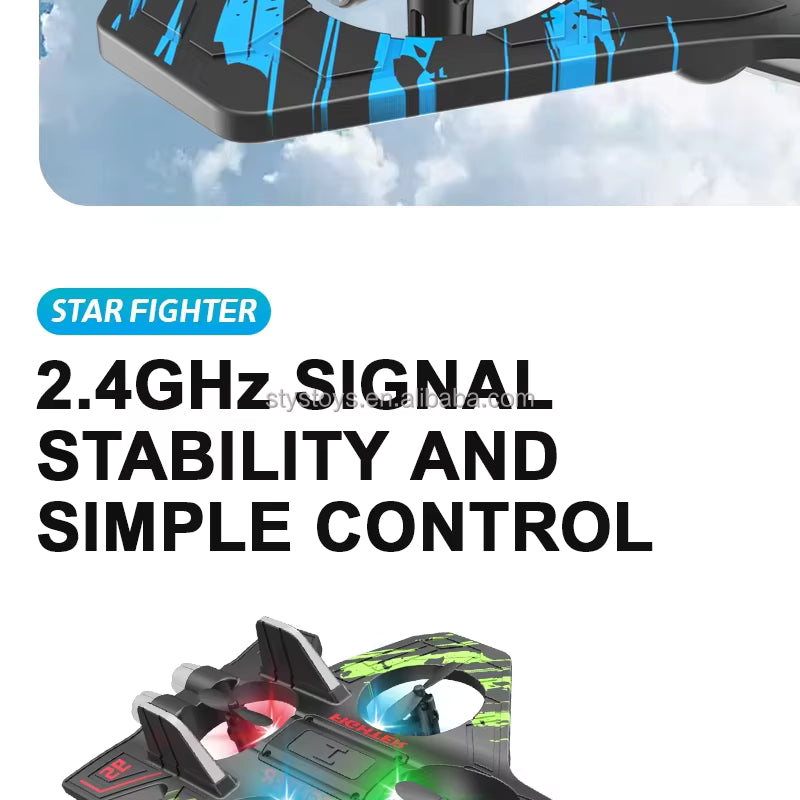 RC Fighter Jet Toy 2.4GHz Remote Jet with LED Lights, Stunt Flying, Durable Foam Gift Kids description image 7