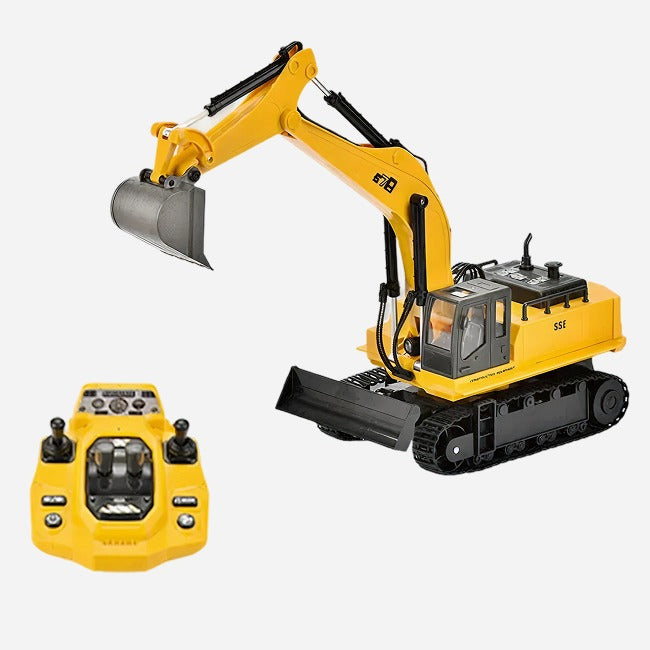 678 - 1:14 Scale 15-Channel RC Alloy Excavator | 2.4GHz Full Function Remote Control Construction Digger with 680° Rotation, Lights & Sound - 8080E