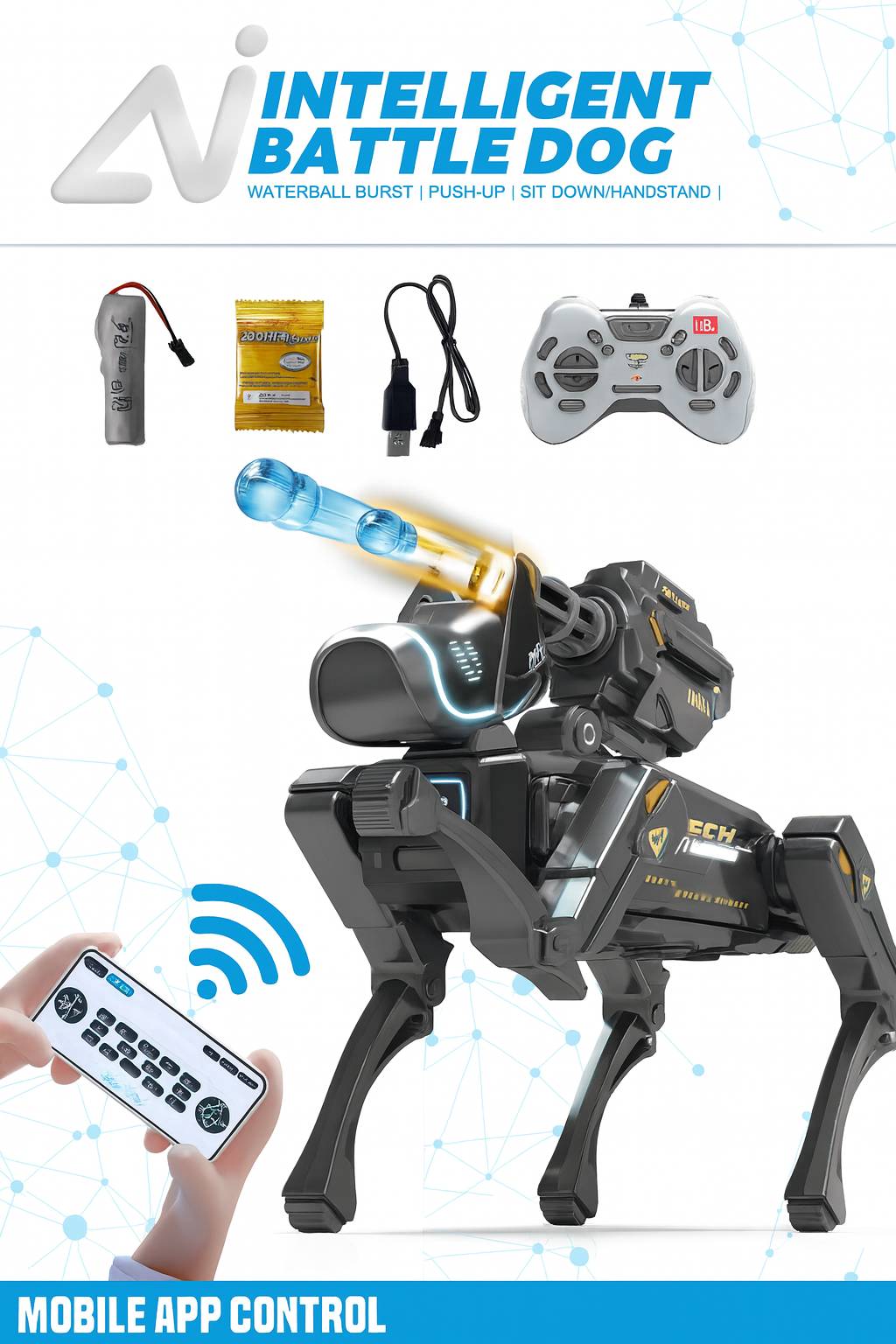 Intelligent Battle Remote Control Robot Dog Toy Interactive Quadruped Combat Robot with Lights Action Electronic Battle Toy for Kids