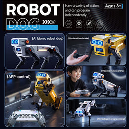 2.4G Remote Control Robot Dog STEM Programmable Interactive Mechanical Walking Electronic Pet Toy with LED Eyes Music Action Commands for Kids secondary