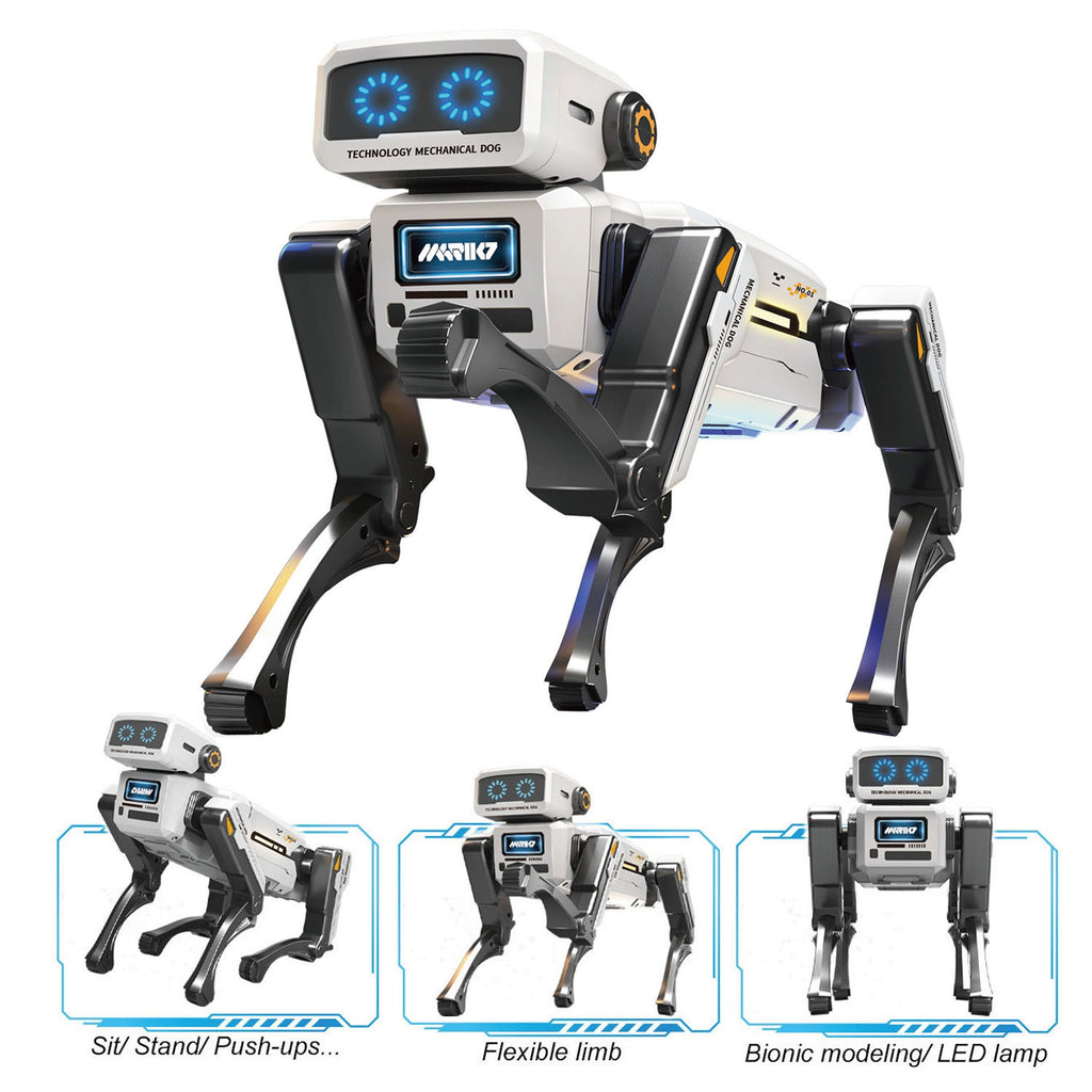 2.4G Remote Control Robot Dog STEM Programmable Interactive Mechanical Walking Electronic Pet Toy with LED Eyes Music Action Commands for Kids