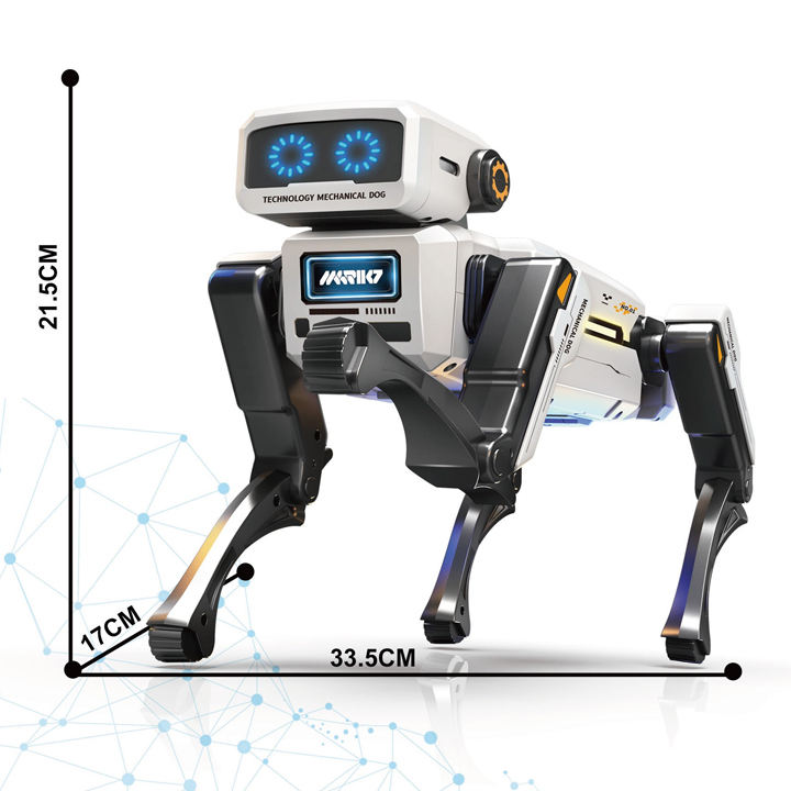 2.4G Remote Control Robot Dog STEM Programmable Interactive Mechanical Walking Electronic Pet Toy with LED Eyes Music Action Commands for Kids