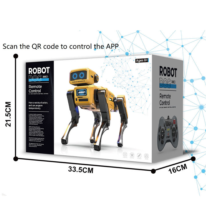 2.4G Remote Control Robot Dog STEM Programmable Interactive Mechanical Walking Electronic Pet Toy with LED Eyes Music Action Commands for Kids