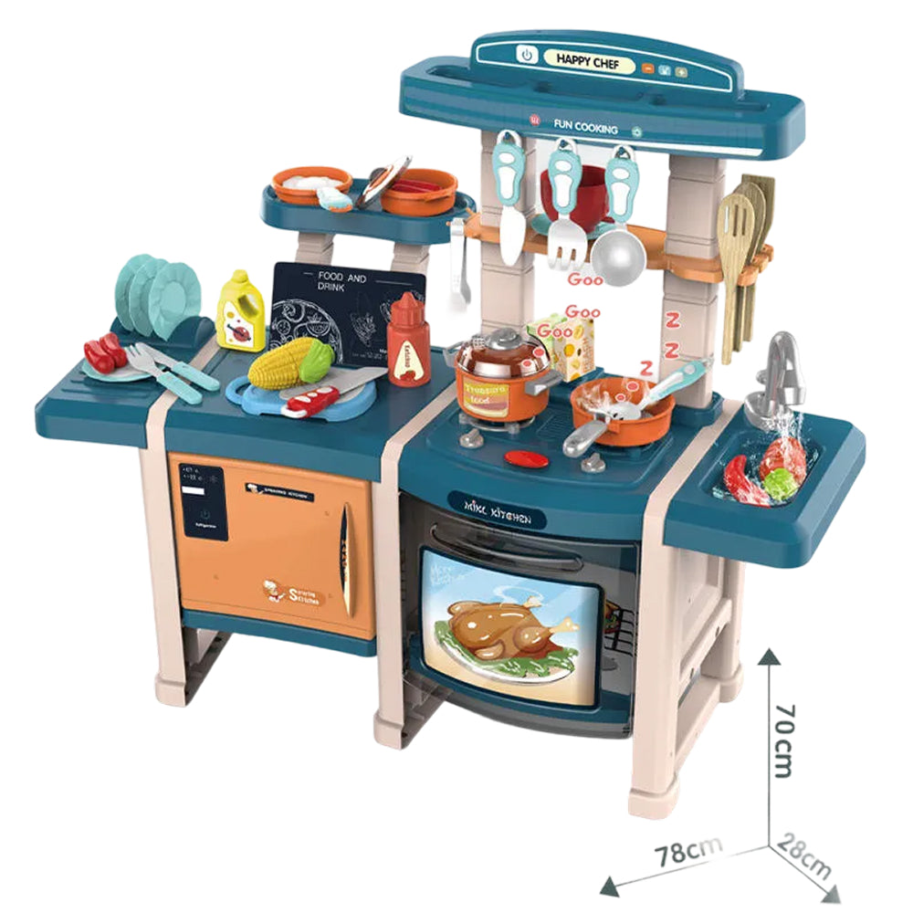 70CM Kitchen Spray Play Set for Kids | 45PCS Interactive Cooking Station with Realistic Mist Spray, Water Circulation Sink, Oven, Stove & Kitchen Accessories (Age 3+) - MJL-713