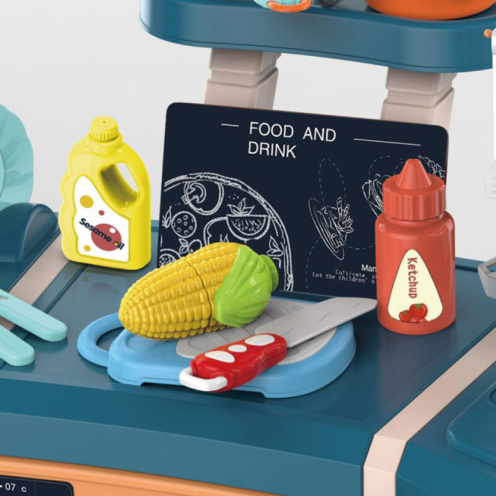 70CM Kitchen Spray Play Set for Kids | 45PCS Interactive Cooking Station with Realistic Mist Spray, Water Circulation Sink, Oven, Stove & Kitchen Accessories (Age 3+) - MJL-713