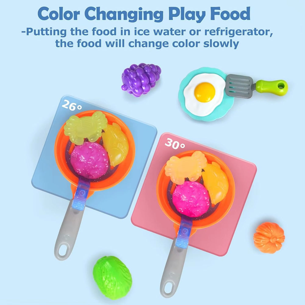 75CM Smart Kitchen Play Set for Kids | Interactive Cooking Station with Oven, Gas Stove, Sink, Kitchen Accessories & Pretend Play Food Set (Blue) - MJL-802
