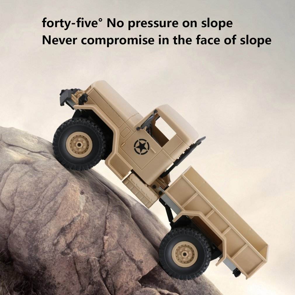 FY001A - 1:16 Scale 2.4GHz 4WD RC Military Truck Heavy Duty Climbing Off Road Rock Crawler Remote Control Toy for