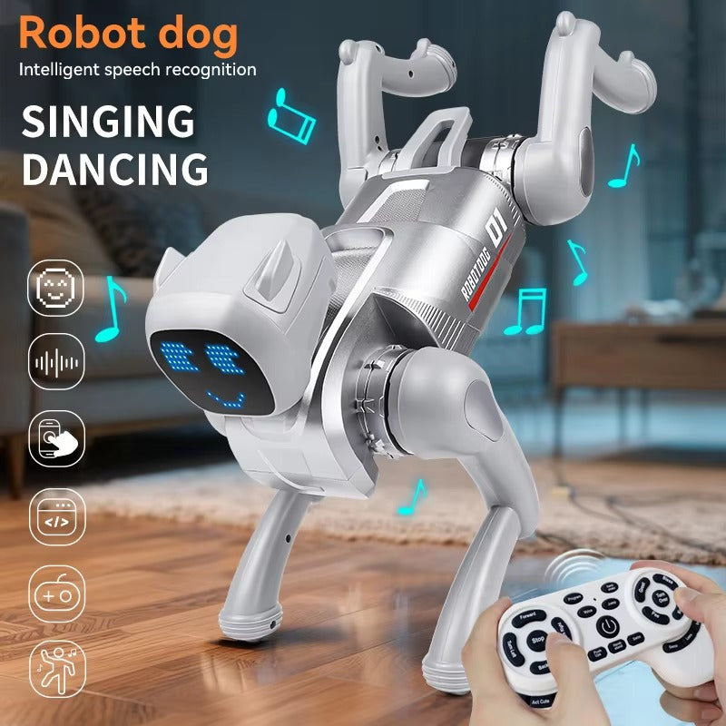 Interactive Smart Robot Dog Toy for Kids | Remote Control Electronic Pet with LED Face, Music, Walking Actions & Sound Effects