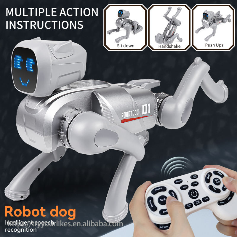 Interactive Smart Robot Dog Toy for Kids | Remote Control Electronic Pet with LED Face, Music, Walking Actions & Sound Effects