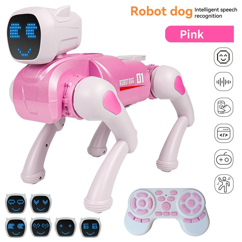 Interactive Smart Robot Dog Toy for Kids | Remote Control Electronic Pet with LED Face, Music, Walking Actions & Sound Effects