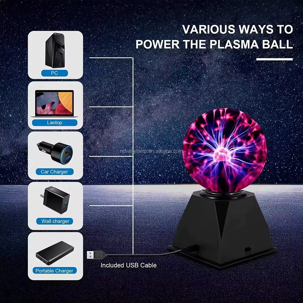 Touch Sensitive Plasma Globe Lamp | Interactive Electric Lightning Ball for Desk & Bedroom Decor