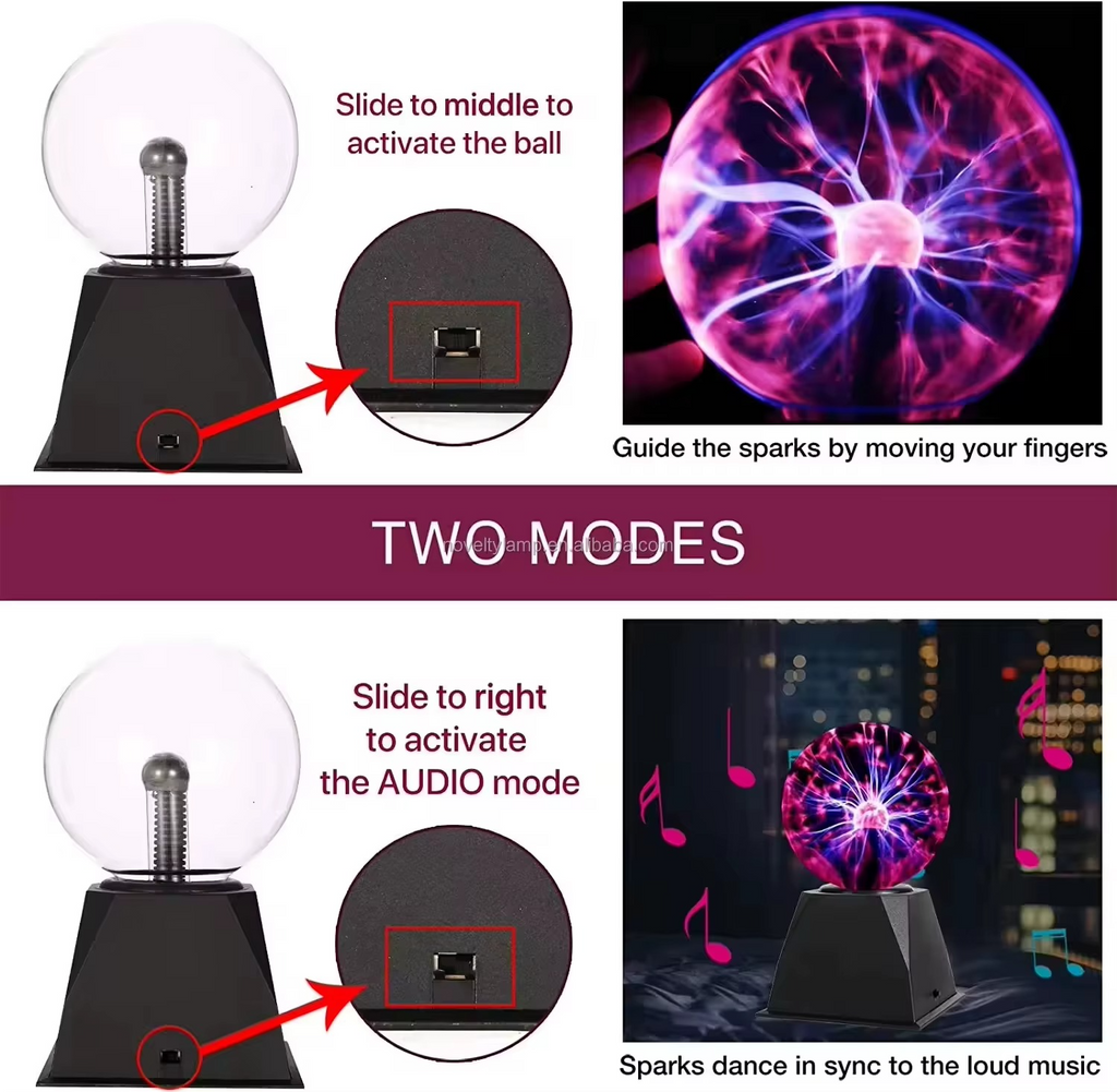 Touch Sensitive Plasma Globe Lamp | Interactive Electric Lightning Ball for Desk & Bedroom Decor