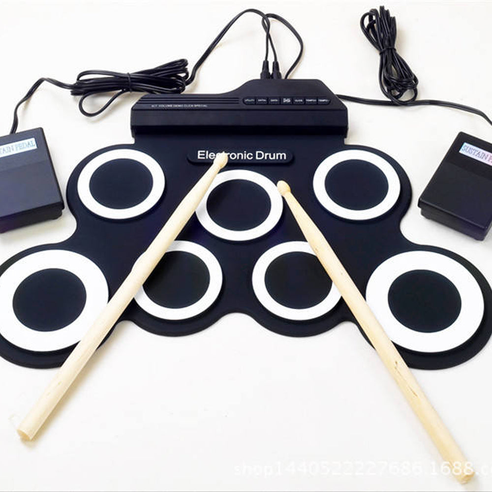 Electronic Drum Pad Set G3002 for Kids | Portable Roll-Up Digital Drum Kit with 7 Pads, Foot Pedals, Drumsticks & Musical Learning Fun