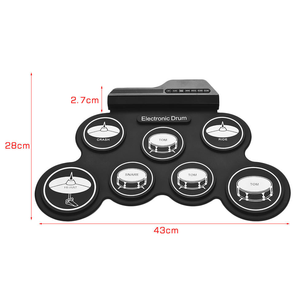 Electronic Drum Pad Set G3002 for Kids | Portable Roll-Up Digital Drum Kit with 7 Pads, Foot Pedals, Drumsticks & Musical Learning Fun