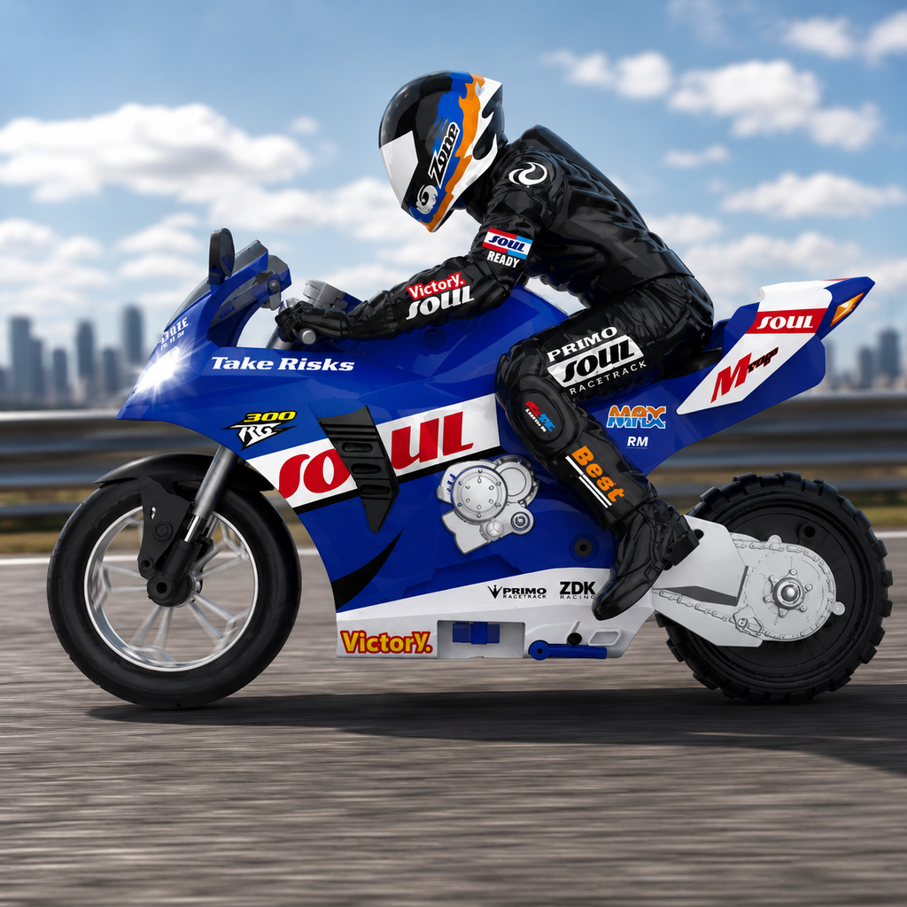 Hui Can HC-802 - 1:6 RC Self-Balancing Stunt Motorcycle | 2.4GHz Drift Racing Bike | 6-Axis Gyro | LED Lights | Rechargeable Battery