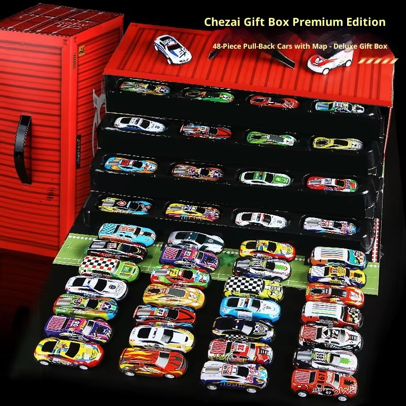 48pc Pull-Back Mini Diecast Alloy Car Toys