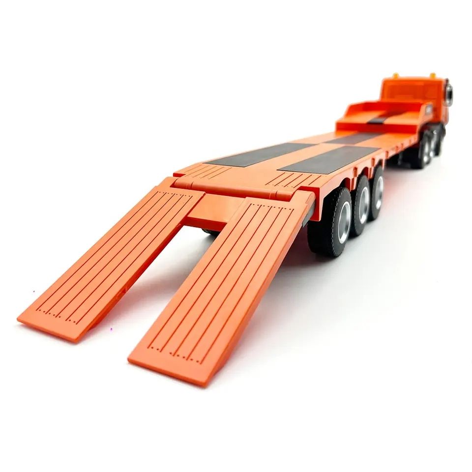 Huina 1319 - 1:18 RC Low Bed Trailer Truck with Excavator - 2.4GHz Full Function Construction Transport Combo Set with Dual Remote Control RTR
