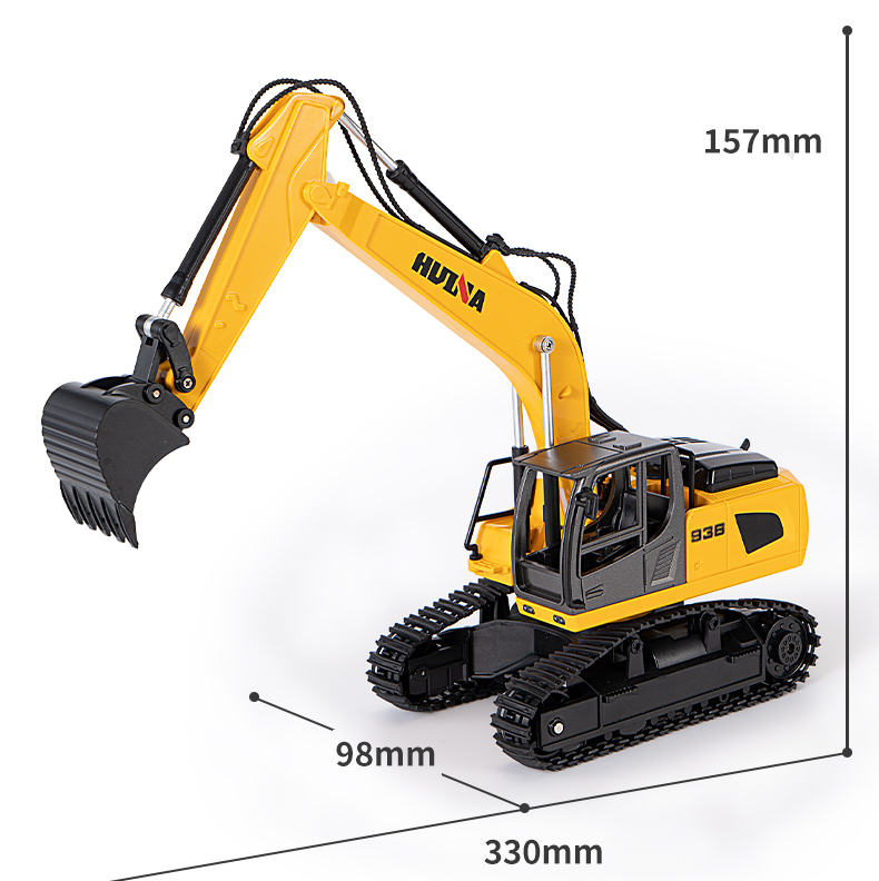Huina 1319 - 1/18 Nine-channel semi-metallic remote-controlled flatbed trailer + remote-controlled excavator
