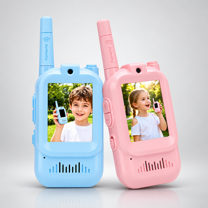 Video Walkie Talkie for Kids, Two-Way Communication Toy with Screen, Antenna and Speaker, Interactive Pretend Play Gadget for Children, Fun Communication Toy Gift for Boys and Girls