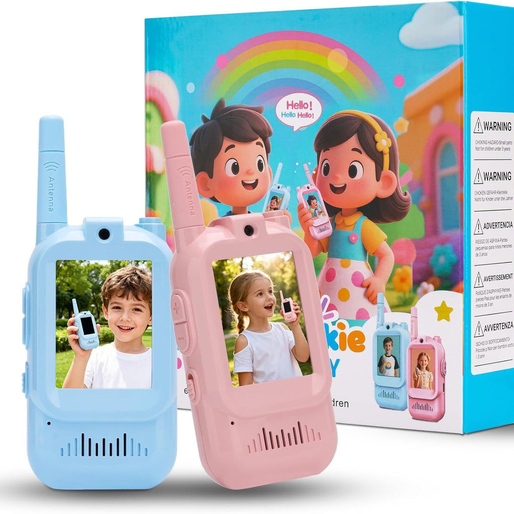 Video Walkie Talkie for Kids, Two-Way Communication Toy with Screen, Antenna and Speaker, Interactive Pretend Play Gadget for Children, Fun Communication Toy Gift for Boys and Girls