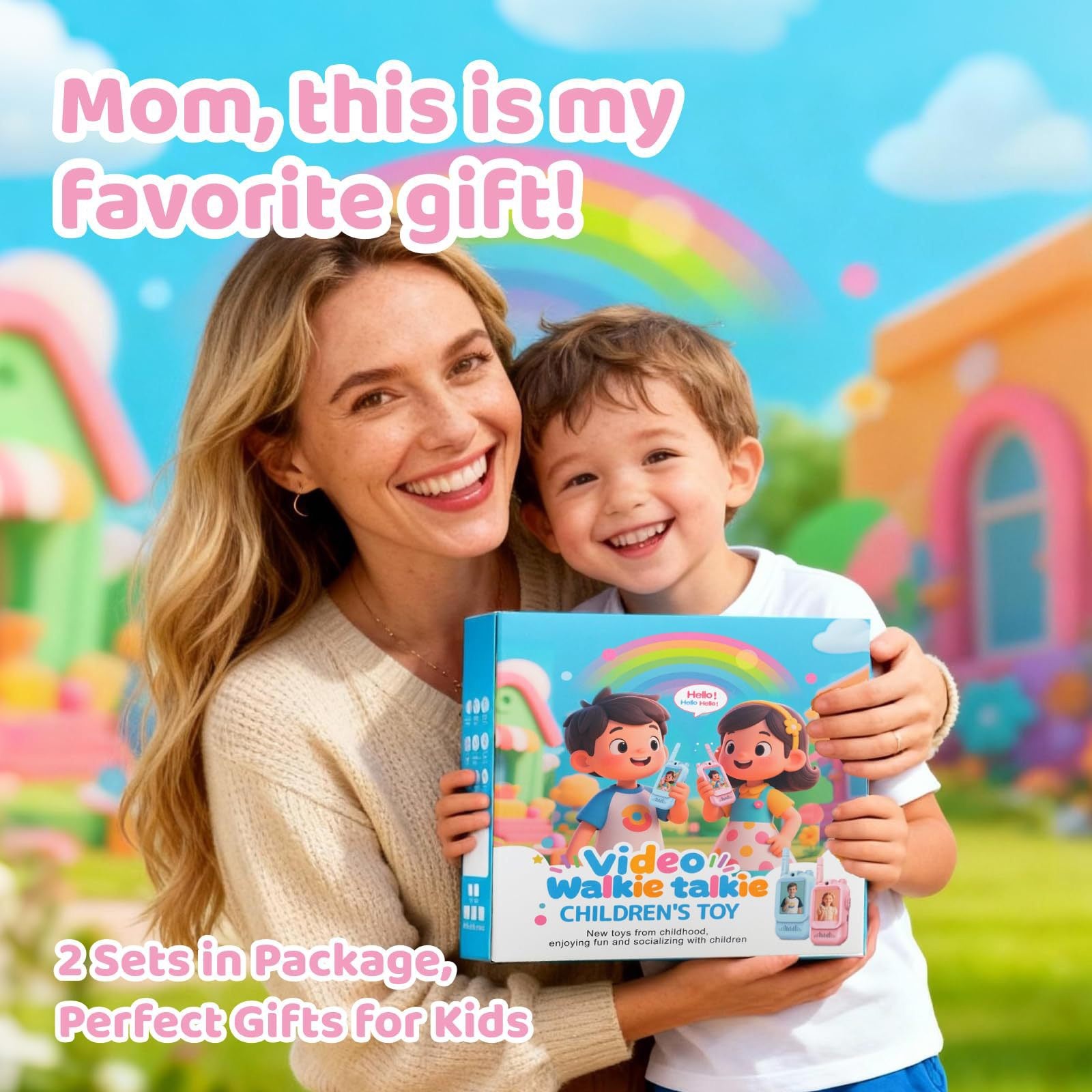 Video Walkie Talkie for Kids, Two-Way Communication Toy with Screen, Antenna and Speaker, Interactive Pretend Play Gadget for Children, Fun Communication Toy Gift for Boys and Girls