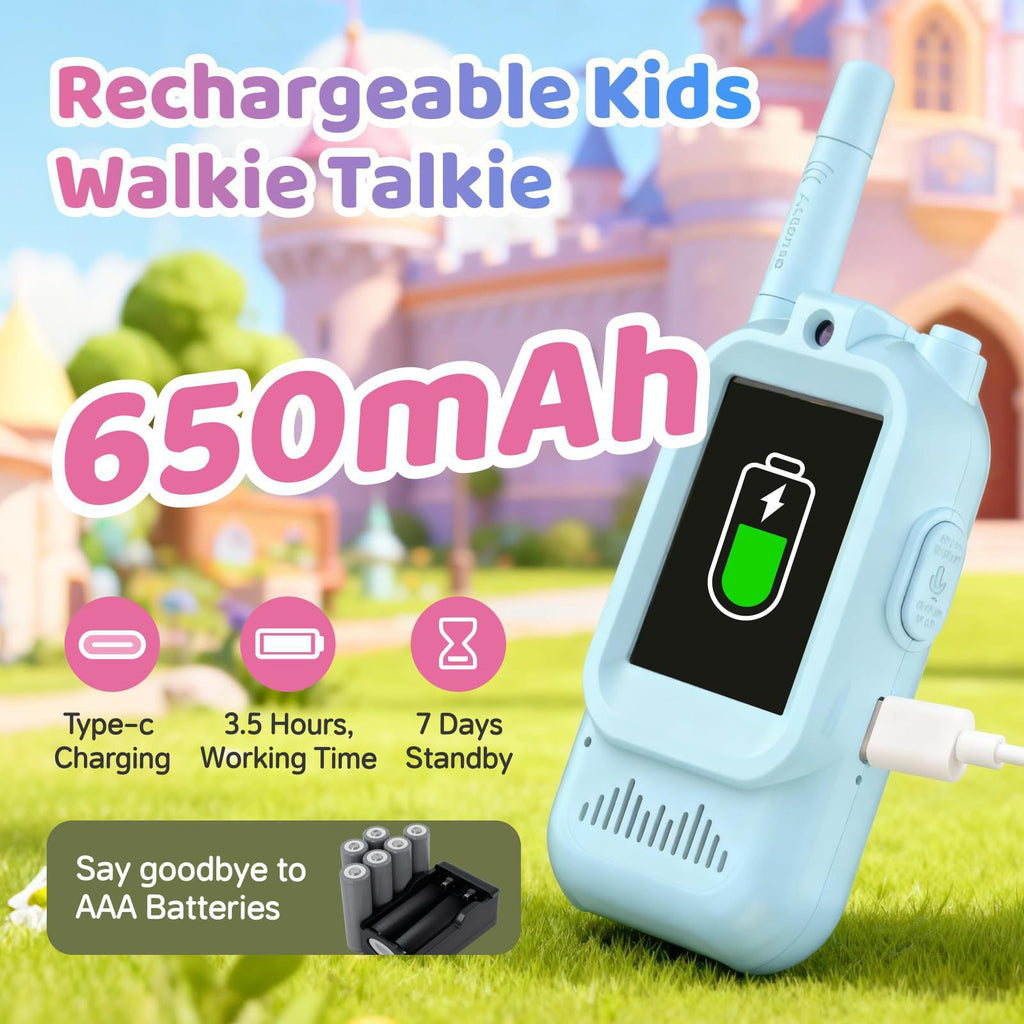 Video Walkie Talkie for Kids, Two-Way Communication Toy with Screen, Antenna and Speaker, Interactive Pretend Play Gadget for Children, Fun Communication Toy Gift for Boys and Girls