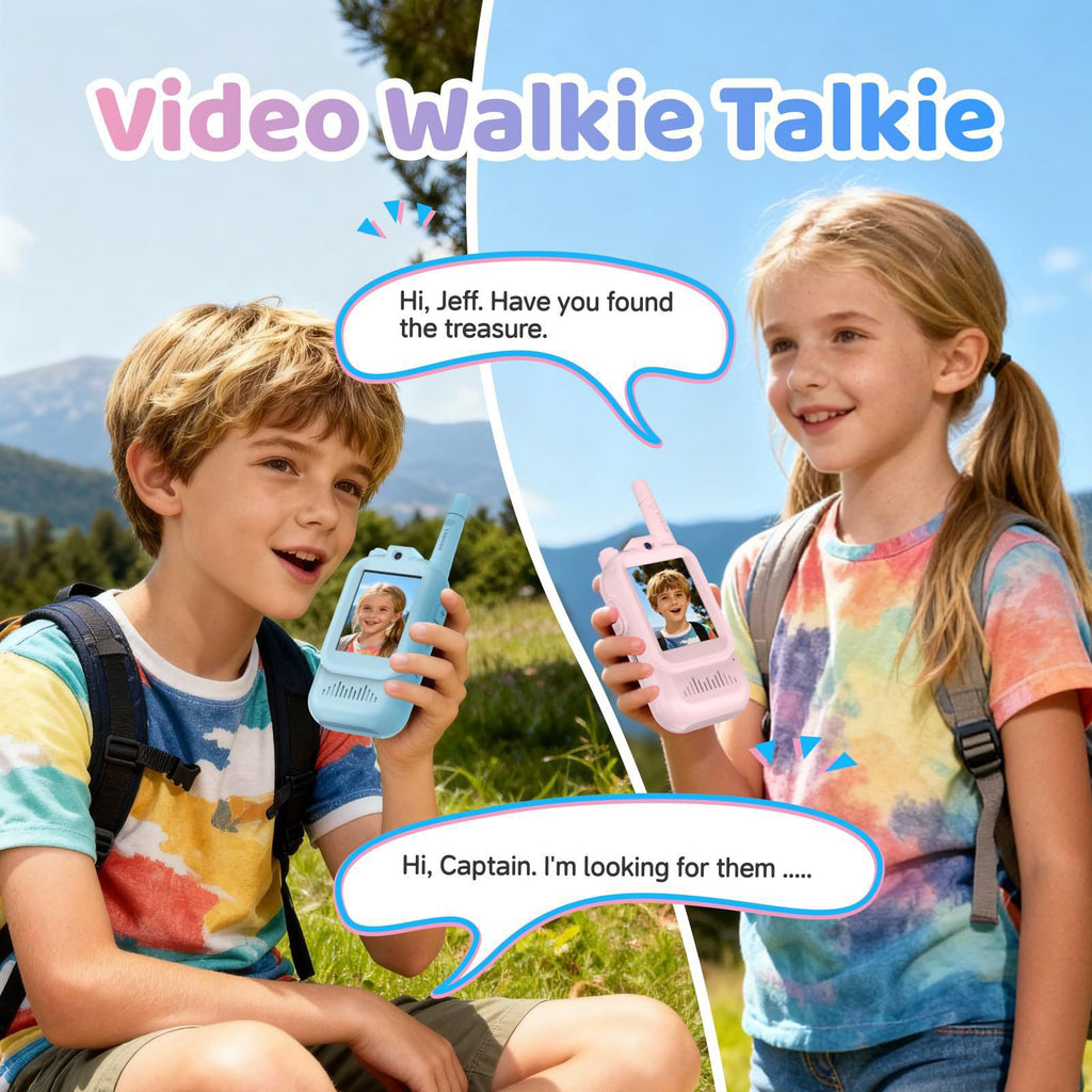 Video Walkie Talkie for Kids, Two-Way Communication Toy with Screen, Antenna and Speaker, Interactive Pretend Play Gadget for Children, Fun Communication Toy Gift for Boys and Girls